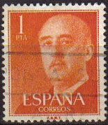 ESPAÑA 1955 1153 Sello General Franco 1pts Usado Espana Spain Espagne Spagna Spanje Spanien 